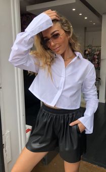 Black Leather Look Shorts
